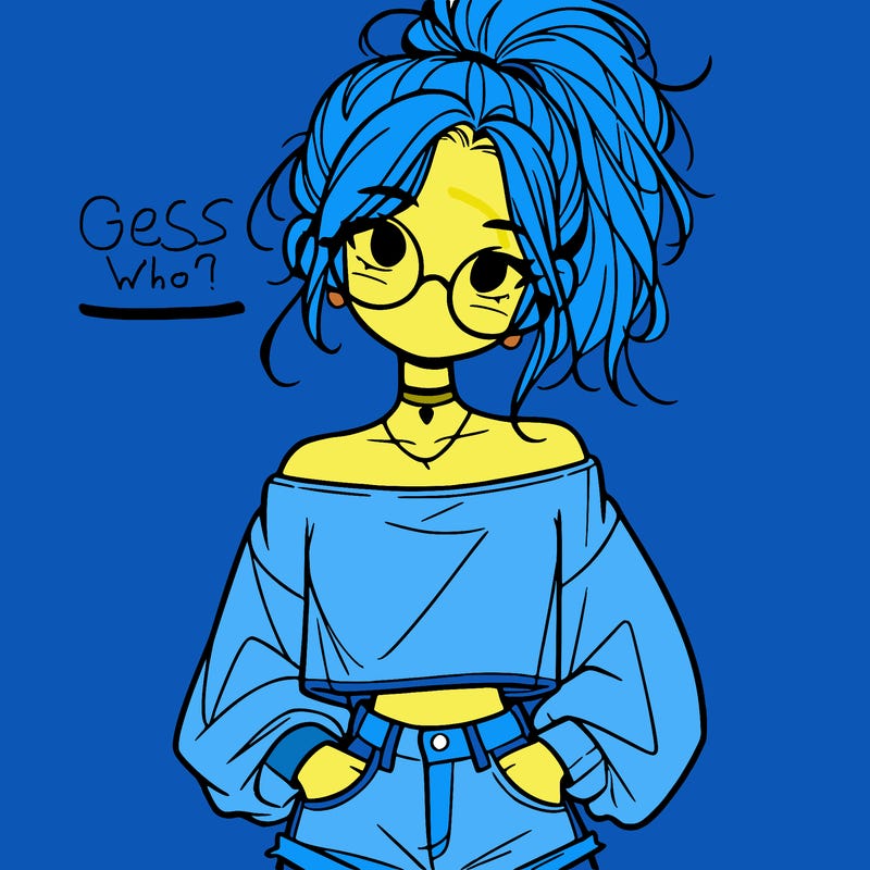 girl with a messy ponytail glasses a baggy crop top and jean shorts