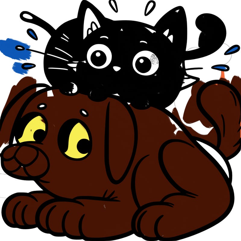 cat in a dog cat not scared