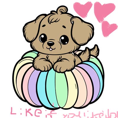 cute little puppy in a pumpkin