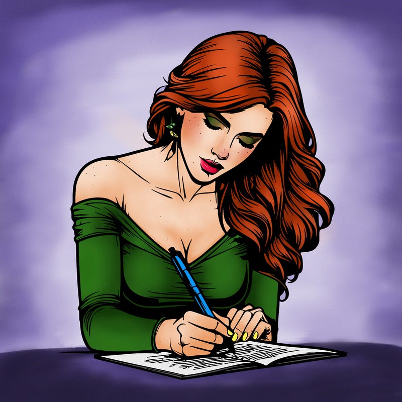 realistic female writing poetry