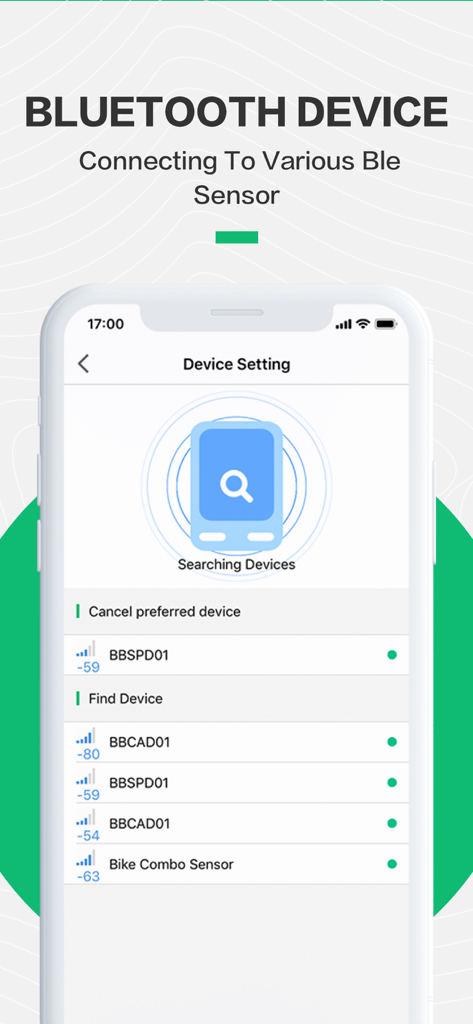 BlackbirdSport - Interface of BlackbirdSport app showing Bluetooth sensor pairing for cycling data