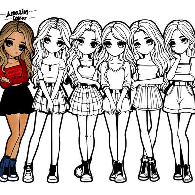 a group of girls realistic