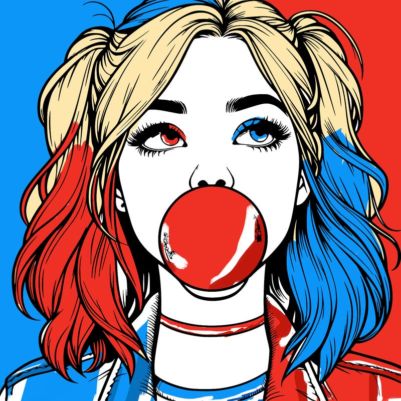 realististic girl blowing bubble -gum