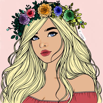 realistic girl with flower crown