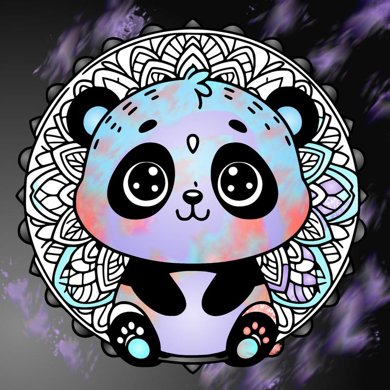cute baby panda animal mandala