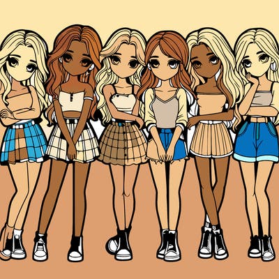 a group of girls realistic