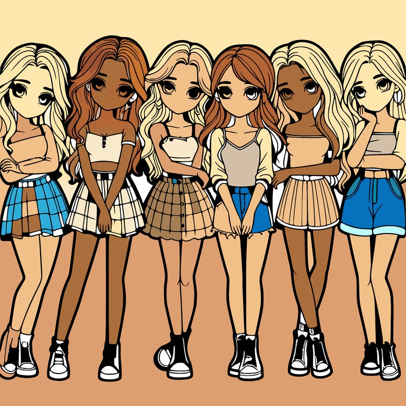 a group of girls realistic