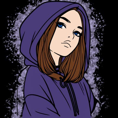 a realistic girl in a hoodie