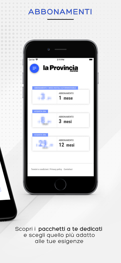 La Provincia Pavese - La Provincia Pavese app subscription plans on an iPhone screen