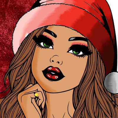 realistic christmas girl with lips