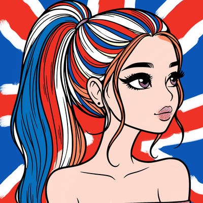 a beautiful and realistic girl with a high pony tail