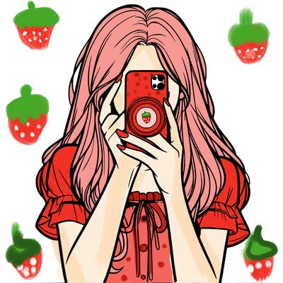 a realistic girl holding her phone taking pictures
