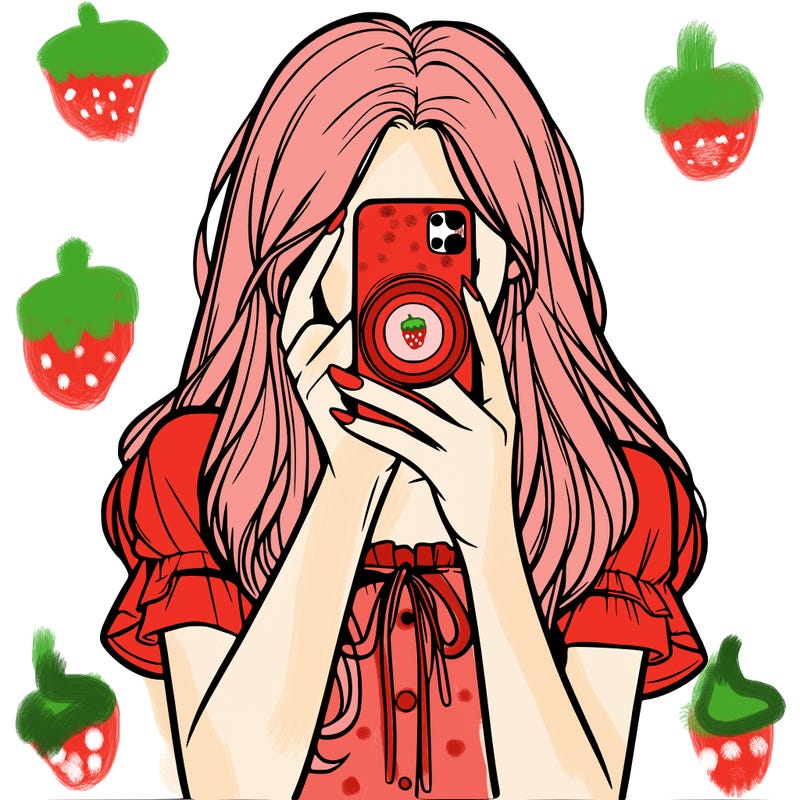 a realistic girl holding her phone taking pictures