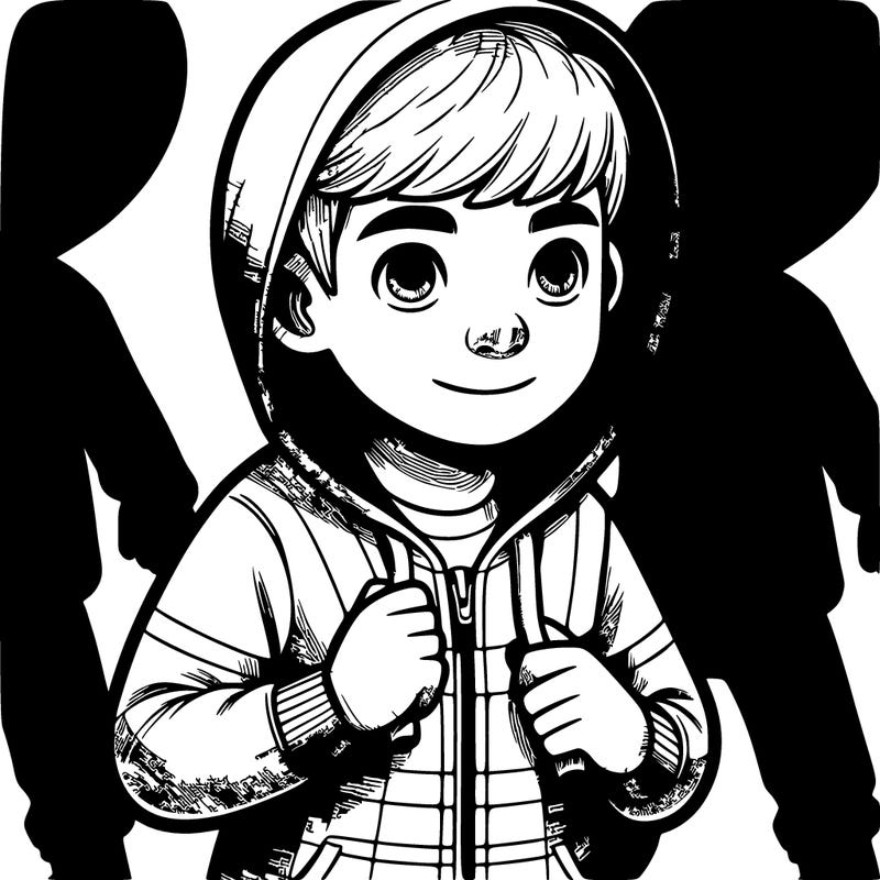 realistic boy with shadow with hoodie