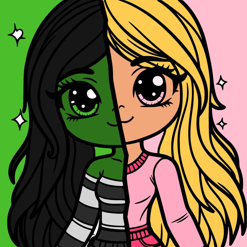 a girl half and half