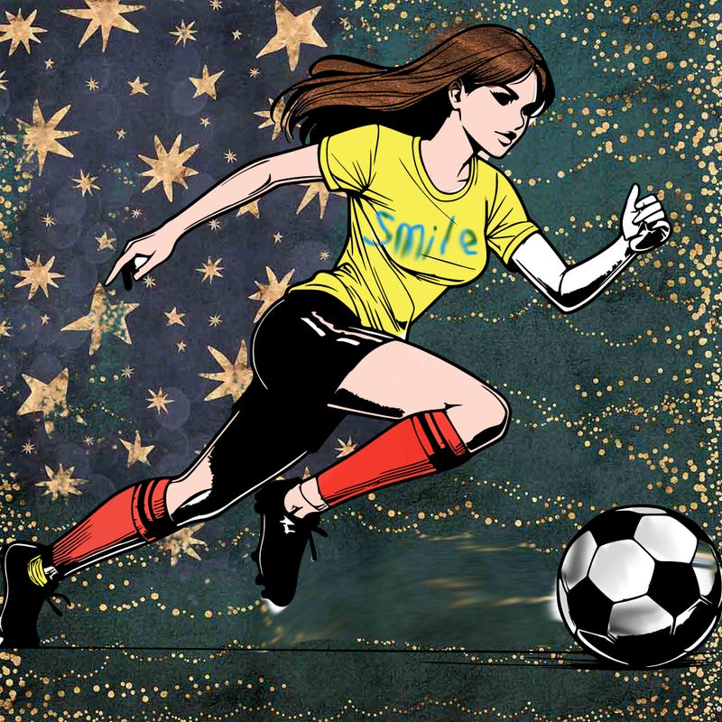 realistic woman playing soccer