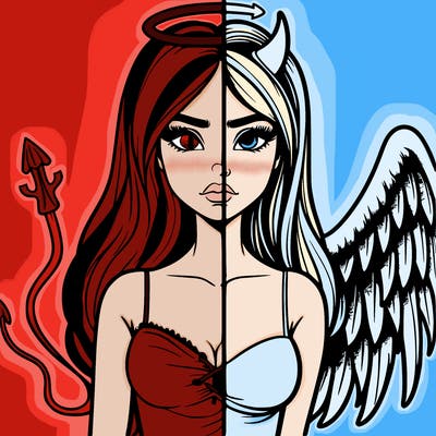 devil vs angel realistic girl