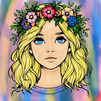 realistic girl with flower crown