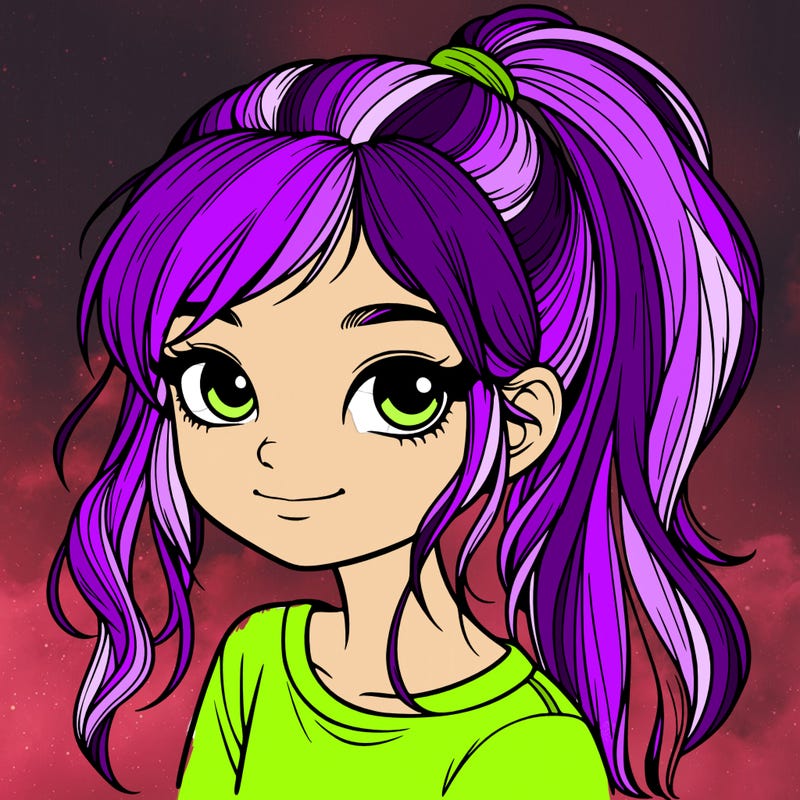 realistic girl with ponytail