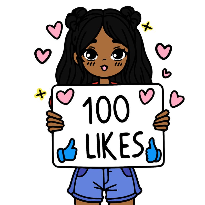 girl holding a sign saying 100 likes