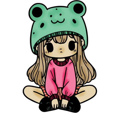a girl wearing a frog hat and some frog socks
