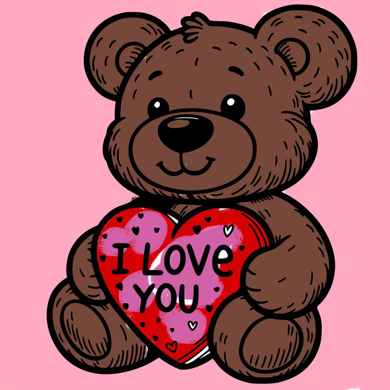teddy bear holding an i love you heart