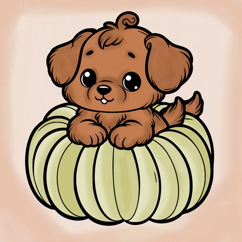 cute little puppy in a pumpkin