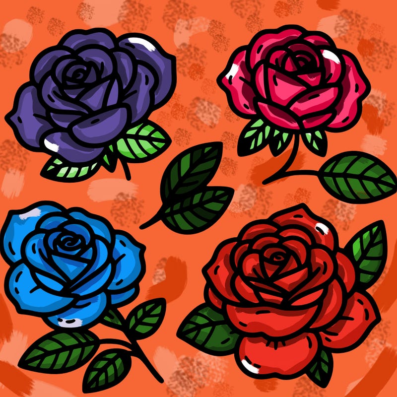 cute four pieces roses