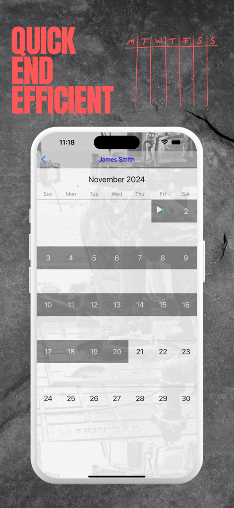Shift Calendar for Oilfield - Monthly work shift rotation schedule on the Shift Calendar for Oilfield app