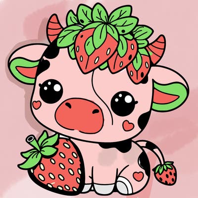 cute strawberry cow