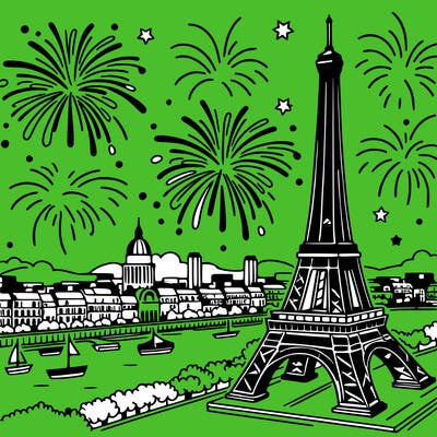 tour eiffel with fireworks