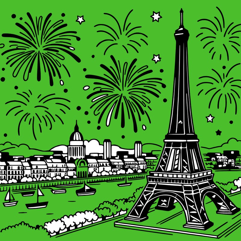 tour eiffel with fireworks