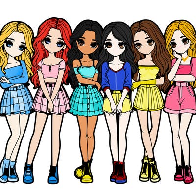 a group of girls realistic