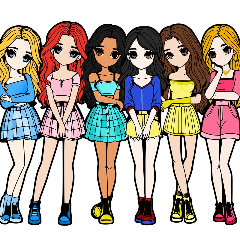 a group of girls realistic