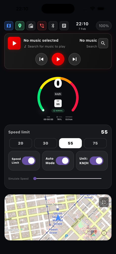 GPS Speedometer Tracker Free - Digital speedometer dashboard with speed limit controls and mini map