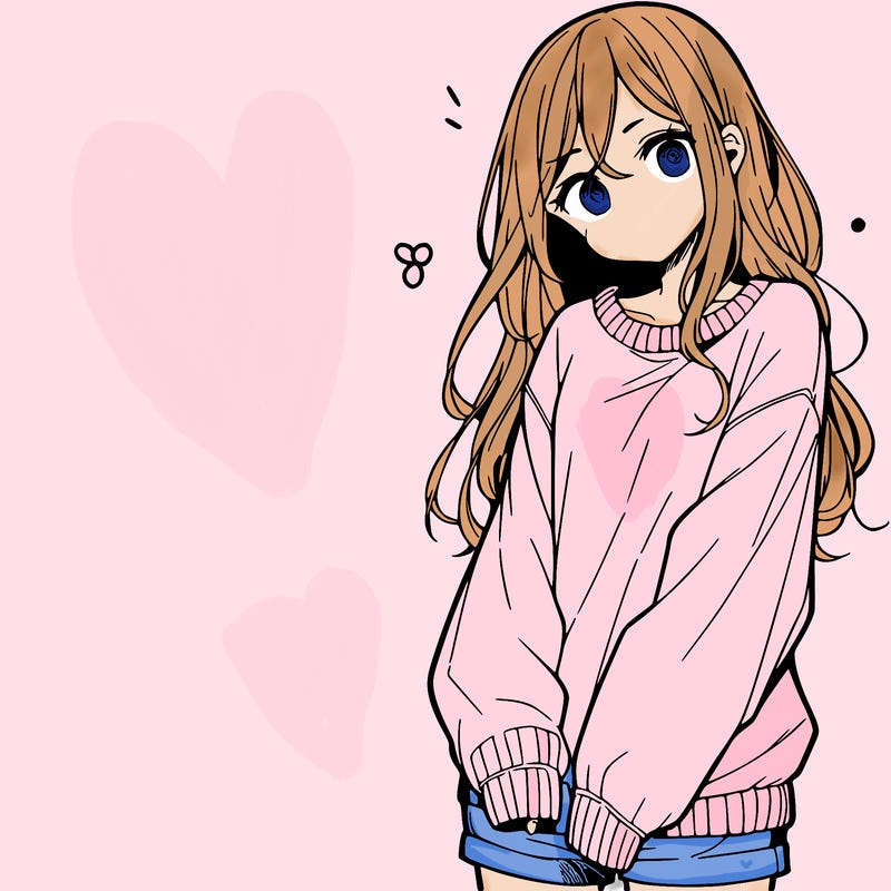 manga teen girl  in a sweater and baggy pants