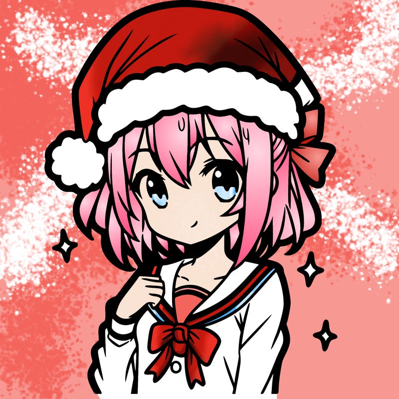 anime girl wearing a santa hat