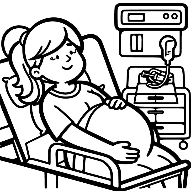 pregnant woman giving birth at hospital