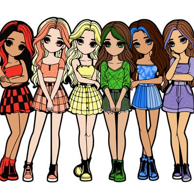 a group of girls realistic