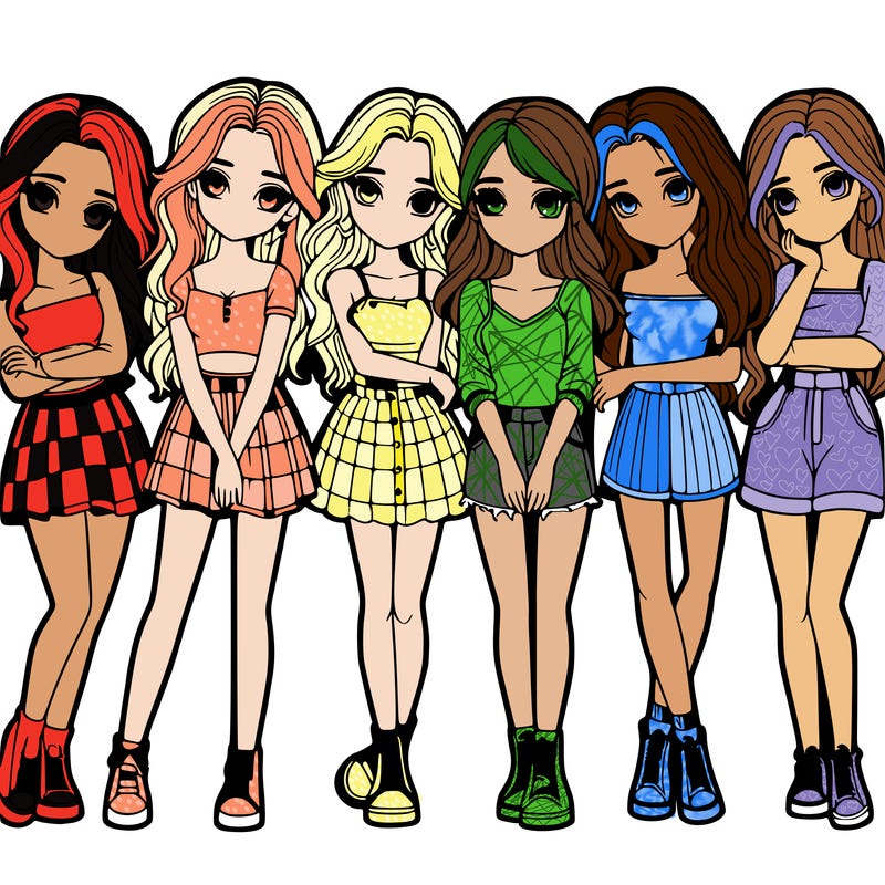 a group of girls realistic