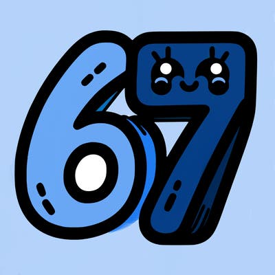 the numbers 67
