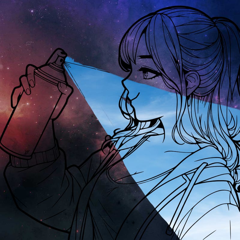 a realistic girl spray, painting