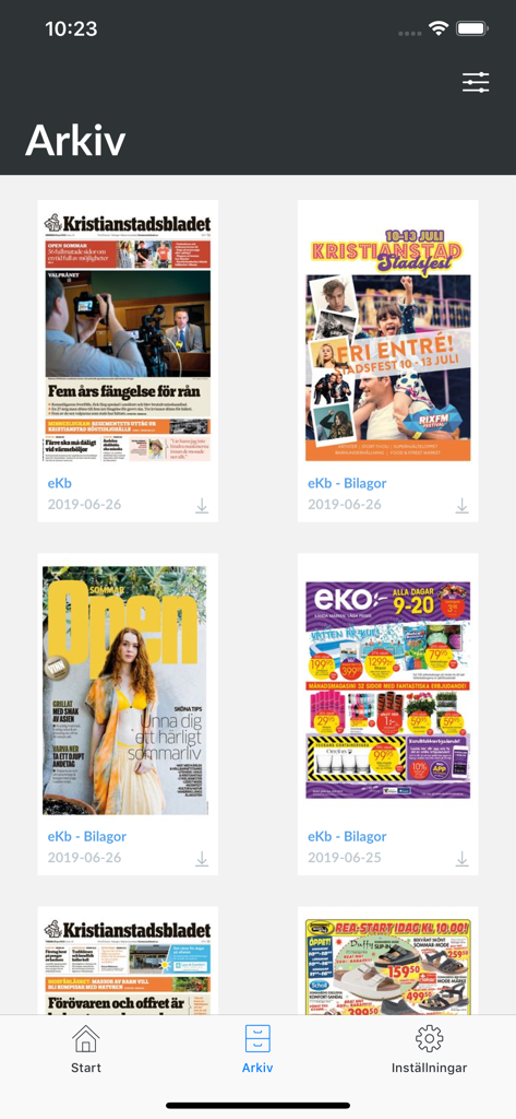 Digital archive of Kristianstadsbladet newspaper editions in the eKb app