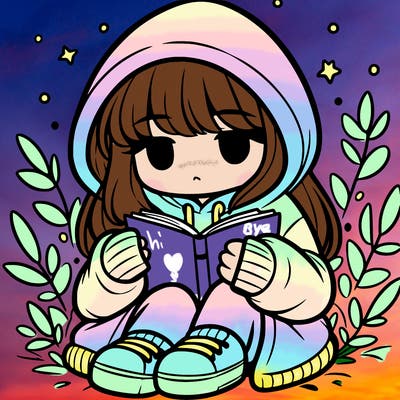 girl in oversized hoodie reading a book