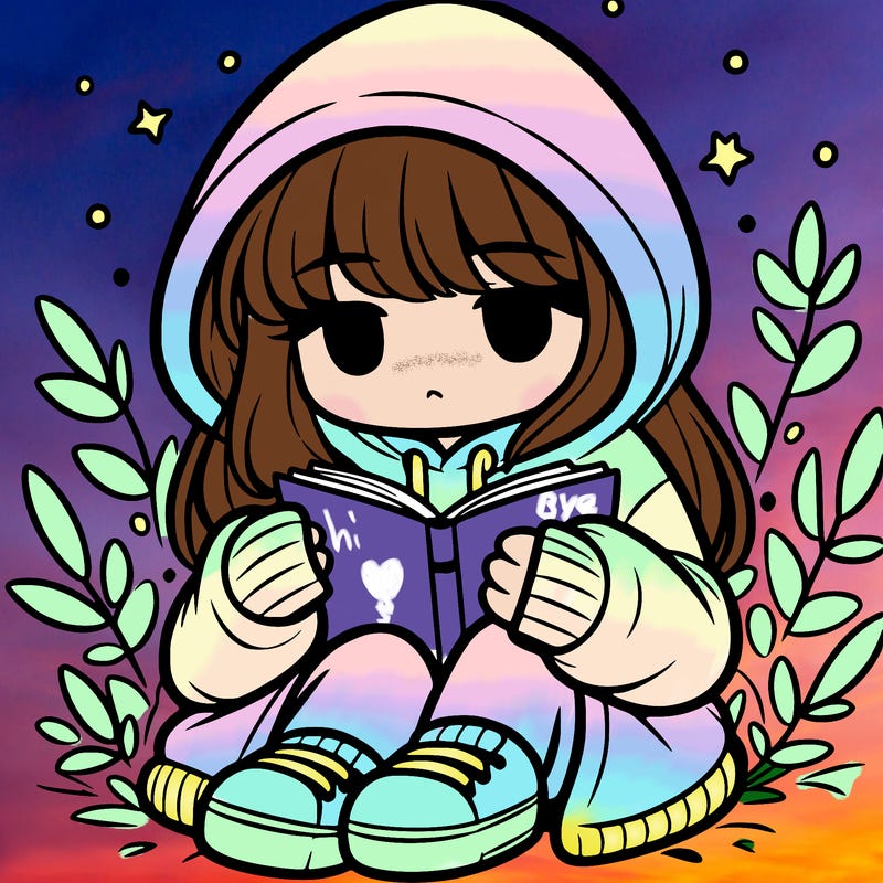girl in oversized hoodie reading a book