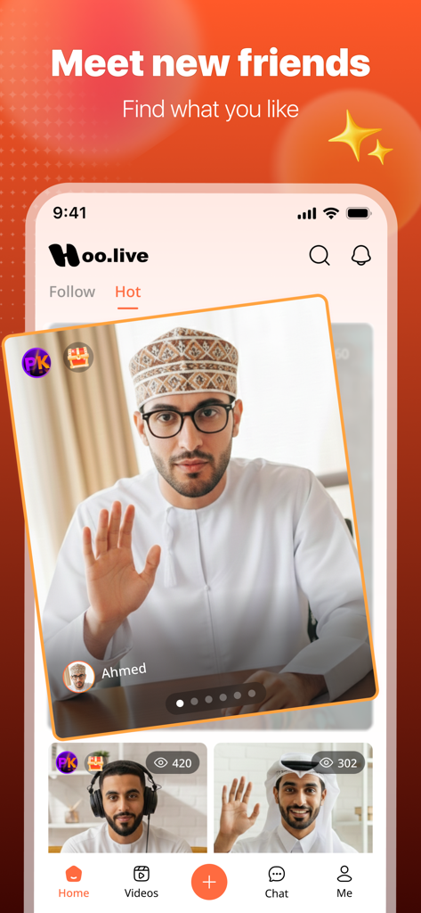 Hoo Live - Hoo Live app interface displaying live video streams and social discovery features for meeting new friends