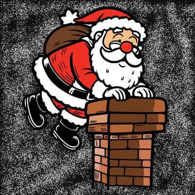santa climbing down a chimney