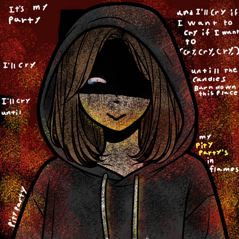 a faceless girl in a hoddie