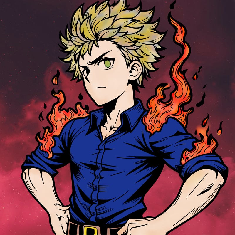 realistic manga man of fire