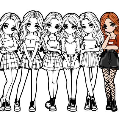 a group of girls realistic